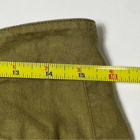Cabi Charlie Linen / Lyocell Blend Olive Green Wide Leg Trouser Pants Women's 8 - Picture 5 of 14